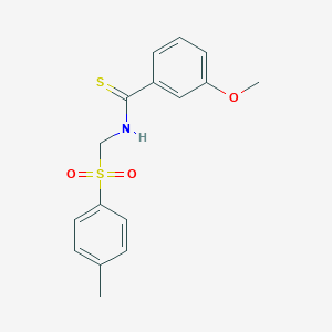 molecular formula C16H17NO3S2 B461567 3-methoxy-N-{[(4-methylphenyl)sulfonyl]methyl}benzenecarbothioamide 
