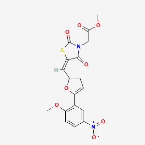 molecular formula C18H14N2O8S B4615679 甲基(5-{[5-(2-甲氧基-5-硝基苯基)-2-呋喃基]亚甲基}-2,4-二氧代-1,3-噻唑烷-3-基)乙酸酯 