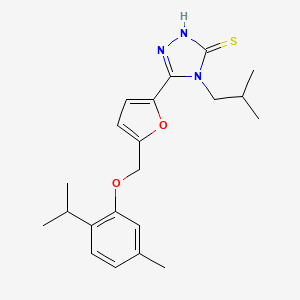 molecular formula C21H27N3O2S B4615698 4-异丁基-5-{5-[(2-异丙基-5-甲基苯氧基)甲基]-2-呋喃基}-4H-1,2,4-三唑-3-硫醇 