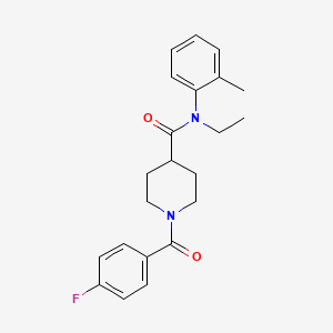 molecular formula C22H25FN2O2 B4615715 N-乙基-1-(4-氟苯甲酰基)-N-(2-甲苯基)-4-哌啶甲酰胺 