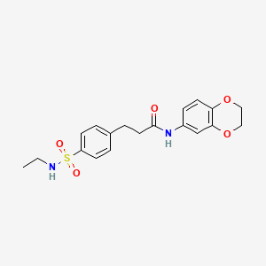 molecular formula C19H22N2O5S B4615724 N-(2,3-dihydro-1,4-benzodioxin-6-yl)-3-{4-[(ethylamino)sulfonyl]phenyl}propanamide 