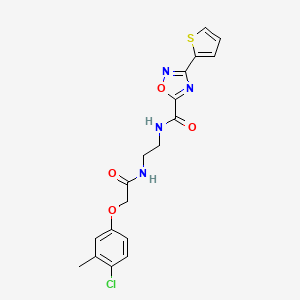 molecular formula C18H17ClN4O4S B4615732 N-(2-{[(4-氯-3-甲基苯氧基)乙酰]氨基}乙基)-3-(2-噻吩基)-1,2,4-恶二唑-5-甲酰胺 