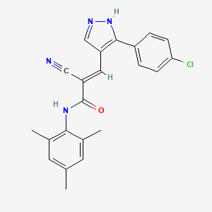 3-[3-(4-chlorophenyl)-1H-pyrazol-4-yl]-2-cyano-N-mesitylacrylamide