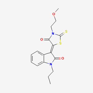 molecular formula C17H18N2O3S2 B4615746 3-[3-(2-甲氧基乙基)-4-氧代-2-硫代-1,3-噻唑烷-5-亚烷基]-1-丙基-1,3-二氢-2H-吲哚-2-酮 