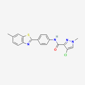 4-chloro-1-methyl-N-[4-(6-methyl-1,3-benzothiazol-2-yl)phenyl]-1H-pyrazole-3-carboxamide