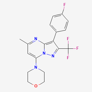 molecular formula C18H16F4N4O B4615767 3-(4-fluorophenyl)-5-methyl-7-(4-morpholinyl)-2-(trifluoromethyl)pyrazolo[1,5-a]pyrimidine 