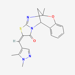molecular formula C19H18N4O2S B4615768 13-[(1,5-二甲基-1H-吡唑-4-基)亚甲基]-9-甲基-8-氧杂-12-硫杂-10,15-二氮杂四环[7.6.1.0~2,7~.0~11,15~]十六-2,4,6,10-四烯-14-酮 