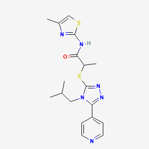 molecular formula C18H22N6OS2 B4615782 2-{[4-isobutyl-5-(4-pyridinyl)-4H-1,2,4-triazol-3-yl]thio}-N-(4-methyl-1,3-thiazol-2-yl)propanamide 