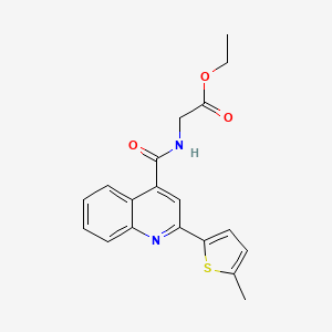 molecular formula C19H18N2O3S B4615787 ethyl N-{[2-(5-methyl-2-thienyl)-4-quinolinyl]carbonyl}glycinate 