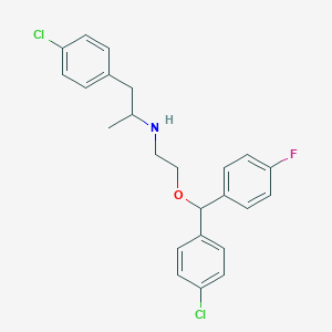 molecular formula C24H24Cl2FNO B461579 N-{2-[(4-chlorophenyl)(4-fluorophenyl)methoxy]ethyl}-N-[2-(4-chlorophenyl)-1-methylethyl]amine 