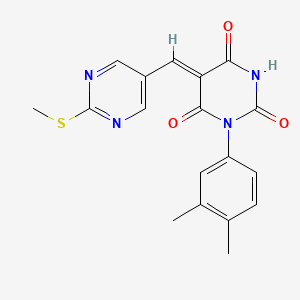 molecular formula C18H16N4O3S B4615795 1-(3,4-dimethylphenyl)-5-{[2-(methylthio)-5-pyrimidinyl]methylene}-2,4,6(1H,3H,5H)-pyrimidinetrione 
