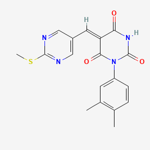 molecular formula C18H16N4O3S B4615795 1-(3,4-二甲苯基)-5-{[2-(甲硫基)-5-嘧啶基]亚甲基}-2,4,6(1H,3H,5H)-嘧啶三酮 