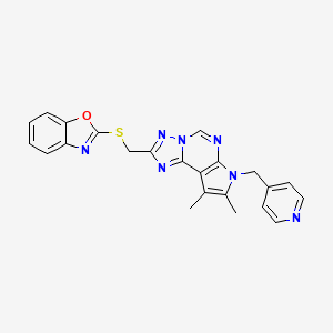 molecular formula C23H19N7OS B4615852 2-[(1,3-苯并恶唑-2-硫代)甲基]-8,9-二甲基-7-(4-吡啶甲基)-7H-吡咯并[3,2-e][1,2,4]三唑并[1,5-c]嘧啶 