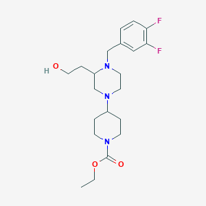 molecular formula C21H31F2N3O3 B4615892 ethyl 4-[4-(3,4-difluorobenzyl)-3-(2-hydroxyethyl)-1-piperazinyl]-1-piperidinecarboxylate 