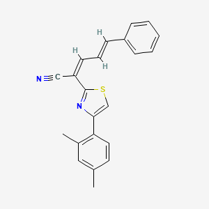 molecular formula C22H18N2S B4615931 2-[4-(2,4-dimethylphenyl)-1,3-thiazol-2-yl]-5-phenyl-2,4-pentadienenitrile 