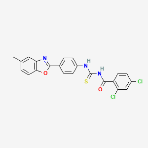 2,4-dichloro-N-({[4-(5-methyl-1,3-benzoxazol-2-yl)phenyl]amino}carbonothioyl)benzamide