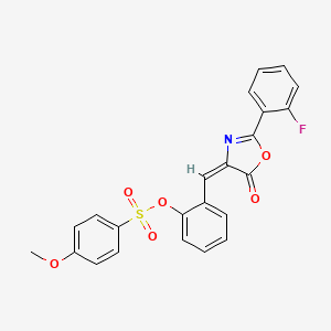 molecular formula C23H16FNO6S B4615984 2-{[2-(2-fluorophenyl)-5-oxo-1,3-oxazol-4(5H)-ylidene]methyl}phenyl 4-methoxybenzenesulfonate 