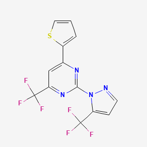 molecular formula C13H6F6N4S B4616018 4-(2-噻吩基)-6-(三氟甲基)-2-[5-(三氟甲基)-1H-吡唑-1-基]嘧啶 