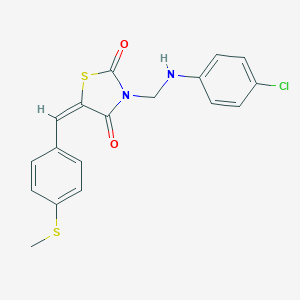 molecular formula C18H15ClN2O2S2 B461602 3-[(4-Chloroanilino)methyl]-5-[4-(methylsulfanyl)benzylidene]-1,3-thiazolidine-2,4-dione 