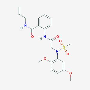 molecular formula C21H25N3O6S B4616034 N-烯丙基-2-[{[N-(2,5-二甲氧基苯基)-N-(甲磺酰基)甘氨酰]氨基}苯甲酰胺 