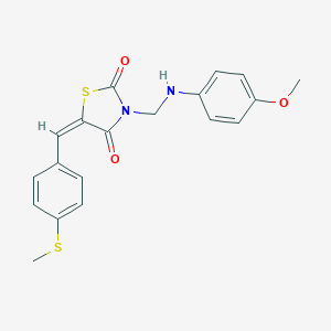 molecular formula C19H18N2O3S2 B461605 3-[(4-Methoxy-phenylamino)-methyl]-5-(4-methylsulfanyl-benzylidene)-thiazolidine 
