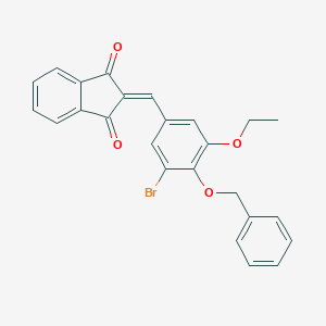 molecular formula C25H19BrO4 B461608 2-[4-(benzyloxy)-3-bromo-5-ethoxybenzylidene]-1H-indene-1,3(2H)-dione 