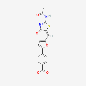 molecular formula C18H14N2O5S B4616083 methyl 4-(5-{[2-(acetylimino)-4-oxo-1,3-thiazolidin-5-ylidene]methyl}-2-furyl)benzoate 