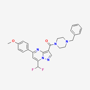 molecular formula C26H25F2N5O2 B4616089 3-[(4-benzyl-1-piperazinyl)carbonyl]-7-(difluoromethyl)-5-(4-methoxyphenyl)pyrazolo[1,5-a]pyrimidine 