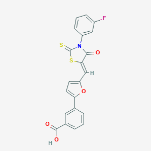 molecular formula C21H12FNO4S2 B461612 3-[5-[(Z)-[3-(3-fluorophenyl)-4-oxo-2-thioxo-thiazolidin-5-ylidene]methyl]-2-furyl]benzoic acid 