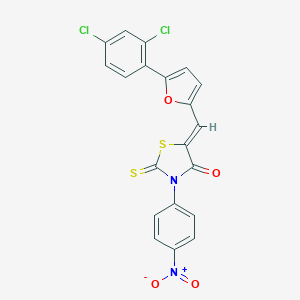 molecular formula C20H10Cl2N2O4S2 B461613 5-{[5-(2,4-Dichlorophenyl)-2-furyl]methylene}-3-{4-nitrophenyl}-2-thioxo-1,3-thiazolidin-4-one 
