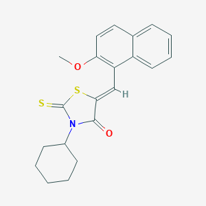 molecular formula C21H21NO2S2 B461616 3-Cyclohexyl-5-[(2-methoxy-1-naphthyl)methylene]-2-thioxo-1,3-thiazolidin-4-one 