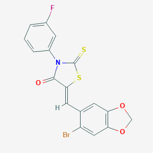 molecular formula C17H9BrFNO3S2 B461617 5-[(6-Bromo-1,3-benzodioxol-5-yl)methylene]-3-(3-fluorophenyl)-2-thioxo-1,3-thiazolidin-4-one 