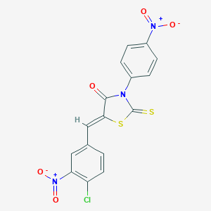 molecular formula C16H8ClN3O5S2 B461619 (5Z)-5-(4-chloro-3-nitrobenzylidene)-3-(4-nitrophenyl)-2-thioxo-1,3-thiazolidin-4-one 