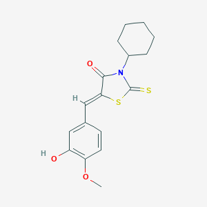 molecular formula C17H19NO3S2 B461621 3-Cyclohexyl-5-(3-hydroxy-4-methoxy-benzylidene)-2-thioxo-thiazolidin-4-one 