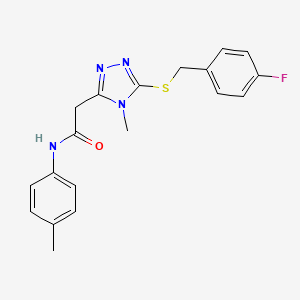 molecular formula C19H19FN4OS B4616227 2-{5-[(4-fluorobenzyl)thio]-4-methyl-4H-1,2,4-triazol-3-yl}-N-(4-methylphenyl)acetamide 