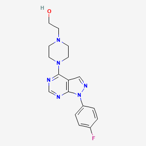 molecular formula C17H19FN6O B4616273 2-{4-[1-(4-fluorophenyl)-1H-pyrazolo[3,4-d]pyrimidin-4-yl]-1-piperazinyl}ethanol 