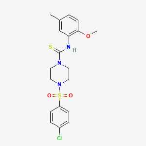 molecular formula C19H22ClN3O3S2 B4616280 4-[(4-氯苯基)磺酰基]-N-(2-甲氧基-5-甲基苯基)-1-哌嗪甲硫酰胺 