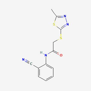 molecular formula C12H10N4OS2 B4616296 N-(2-氰基苯基)-2-[(5-甲基-1,3,4-噻二唑-2-基)硫代]乙酰胺 
