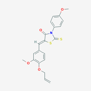 molecular formula C21H19NO4S2 B461632 5-[4-(Allyloxy)-3-methoxybenzylidene]-3-(4-methoxyphenyl)-2-thioxo-1,3-thiazolidin-4-one 