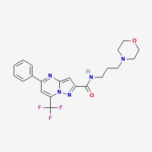 molecular formula C21H22F3N5O2 B4616321 N-[3-(4-吗啉基)丙基]-5-苯基-7-(三氟甲基)吡唑并[1,5-a]嘧啶-2-甲酰胺 