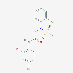 molecular formula C15H13BrClFN2O3S B4616333 N~1~-(4-溴-2-氟苯基)-N~2~-(2-氯苯基)-N~2~-(甲基磺酰基)甘氨酰胺 