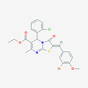 molecular formula C24H20BrClN2O4S B461634 ethyl 2-(3-bromo-4-methoxybenzylidene)-5-(2-chlorophenyl)-7-methyl-3-oxo-2,3-dihydro-5H-[1,3]thiazolo[3,2-a]pyrimidine-6-carboxylate 