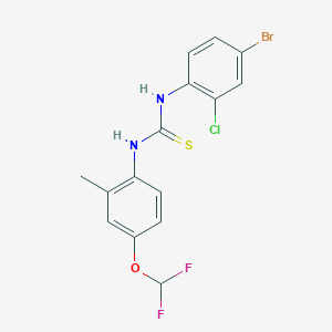 molecular formula C15H12BrClF2N2OS B4616348 N-(4-bromo-2-chlorophenyl)-N'-[4-(difluoromethoxy)-2-methylphenyl]thiourea 