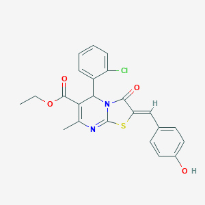 molecular formula C23H19ClN2O4S B461637 ethyl (2Z)-5-(2-chlorophenyl)-2-[(4-hydroxyphenyl)methylidene]-7-methyl-3-oxo-5H-[1,3]thiazolo[3,2-a]pyrimidine-6-carboxylate CAS No. 5682-72-4