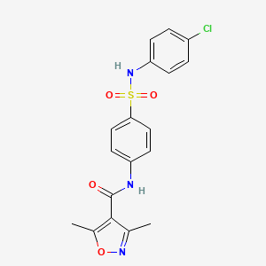 molecular formula C18H16ClN3O4S B4616411 N-(4-{[(4-chlorophenyl)amino]sulfonyl}phenyl)-3,5-dimethyl-4-isoxazolecarboxamide 