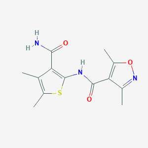 molecular formula C13H15N3O3S B4616440 N-[3-(aminocarbonyl)-4,5-dimethyl-2-thienyl]-3,5-dimethyl-4-isoxazolecarboxamide 