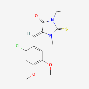 molecular formula C15H17ClN2O3S B4616456 5-(2-氯-4,5-二甲氧基苄亚叉基)-3-乙基-1-甲基-2-硫代-4-咪唑烷酮 