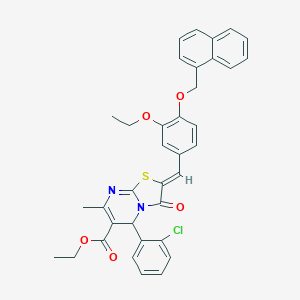 molecular formula C36H31ClN2O5S B461648 ethyl 5-(2-chlorophenyl)-2-[3-ethoxy-4-(1-naphthylmethoxy)benzylidene]-7-methyl-3-oxo-2,3-dihydro-5H-[1,3]thiazolo[3,2-a]pyrimidine-6-carboxylate 