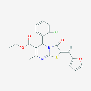 molecular formula C21H17ClN2O4S B461650 ethyl 5-(2-chlorophenyl)-2-(2-furylmethylene)-7-methyl-3-oxo-2,3-dihydro-5H-[1,3]thiazolo[3,2-a]pyrimidine-6-carboxylate 