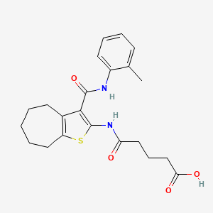 molecular formula C22H26N2O4S B4616508 5-[(3-{[(2-methylphenyl)amino]carbonyl}-5,6,7,8-tetrahydro-4H-cyclohepta[b]thien-2-yl)amino]-5-oxopentanoic acid 